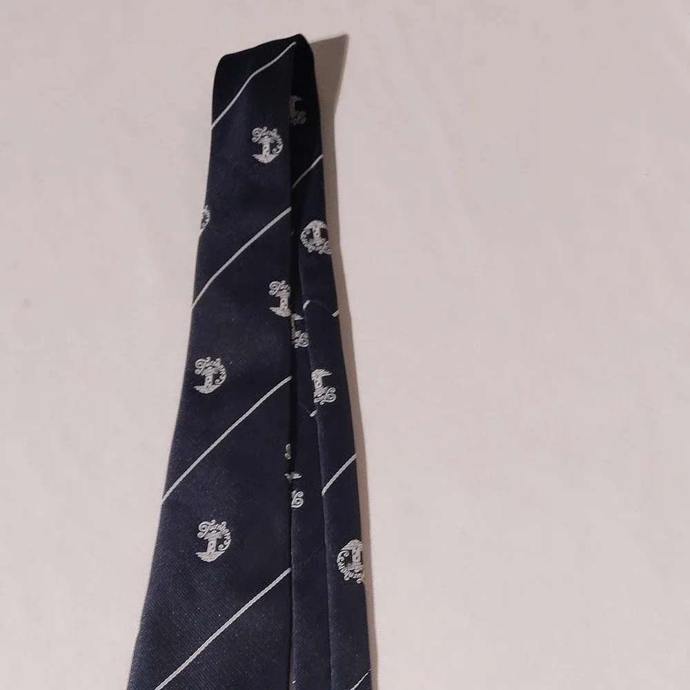 Gelfer Ltd Glasgow Turnberry Lighthouse Navy Blue Striped Mens Tie 3.25